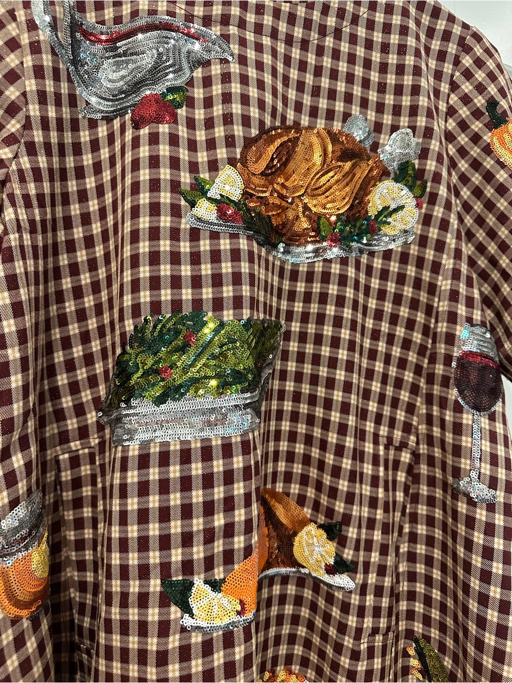 Queen of Sparkles Plaid Sequin Thanksgiving Dress - Picture 2 of 6